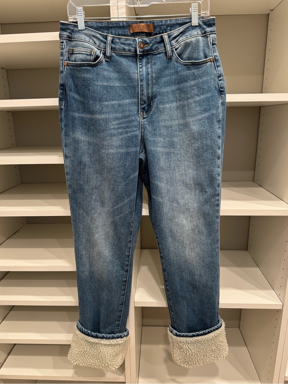 Women’s Blue Sherpa-Cuff Jeans